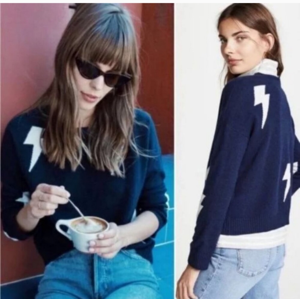 Rails Presley Wool & Cashmere Navy,White Lightning Bokt Sweater Sz.XS
